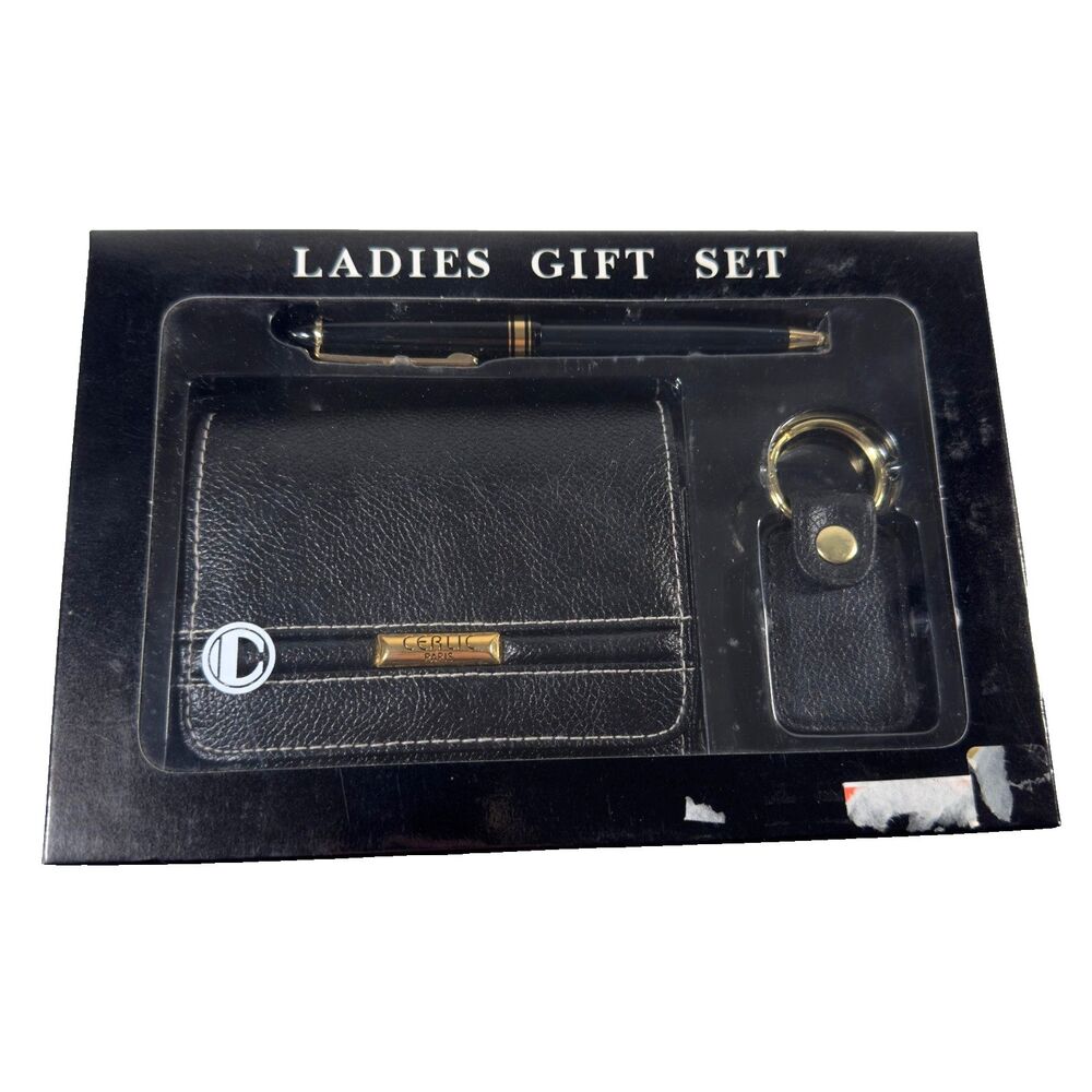 Cerlic Paris Ladies Gift Set Leather Wallet Pen Leather Keychain NEW SEALED